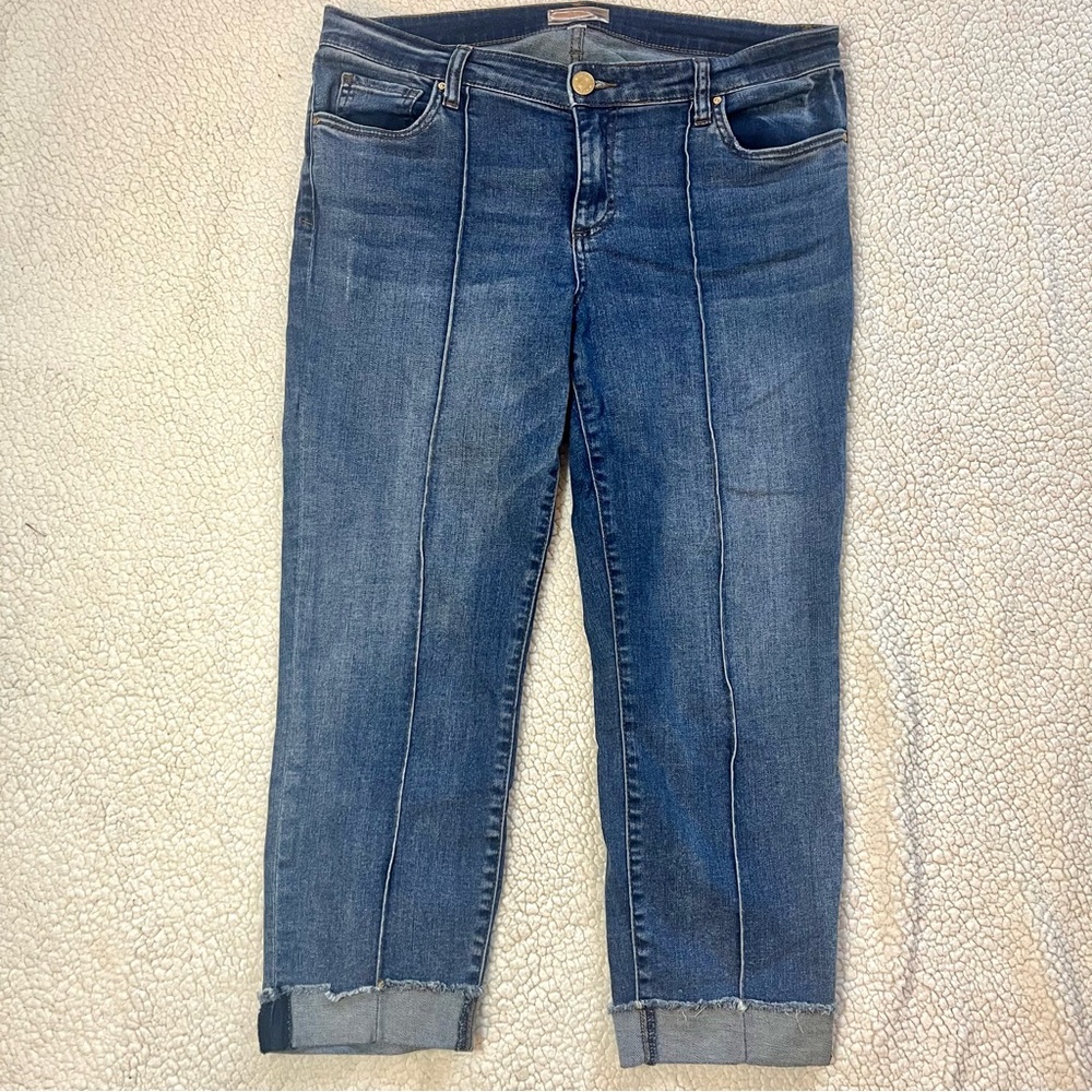 Kut From The Kloth Amy Cropped Blue Jeans Sz 10 Front Seam, Coastal, Retro